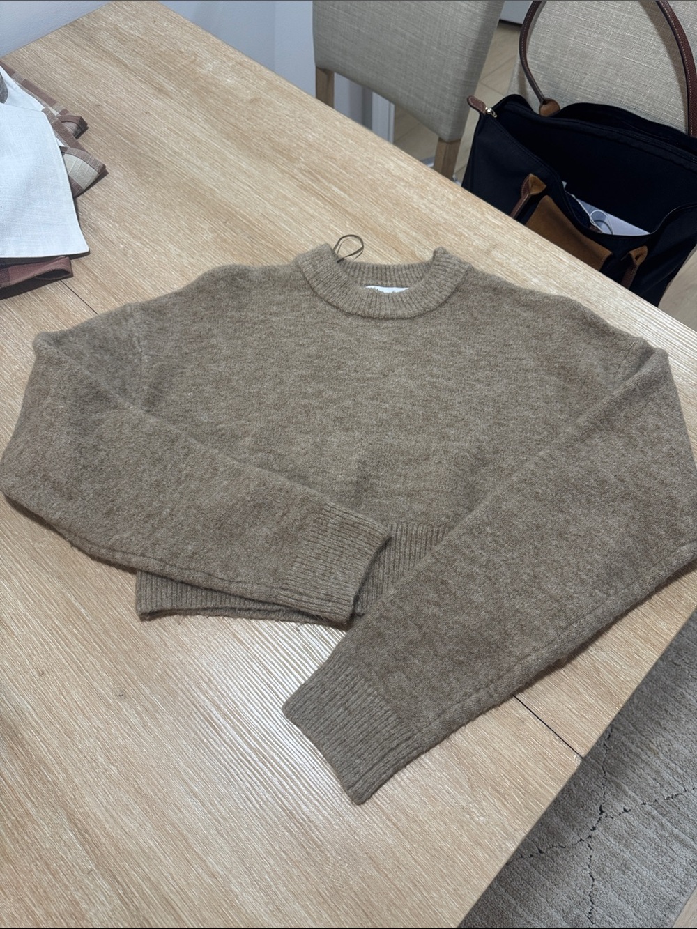 Brown cropped Zara sweater